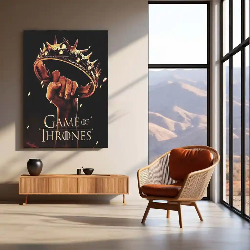 Game Metal Poster | Game of Thrones – Iron Crown Legacy Metal Poster | Medieval Fantasy Wall Frame