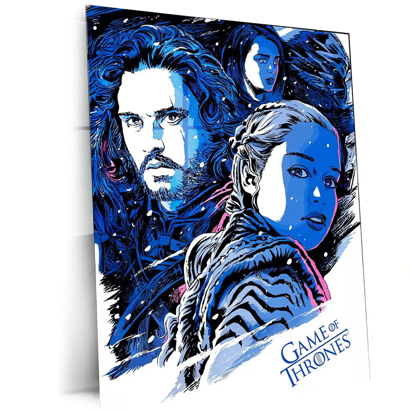 Game Metal Poster | Game of Thrones Heroes – Jon Snow & Daenerys Targaryen Metal Poster | Fantasy Wall Frame