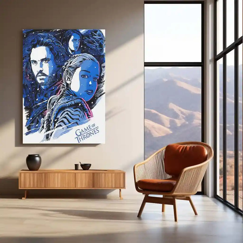 Game Metal Poster | Game of Thrones Heroes – Jon Snow & Daenerys Targaryen Metal Poster | Fantasy Wall Frame