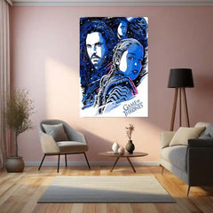 Game Metal Poster | Game of Thrones Heroes – Jon Snow & Daenerys Targaryen Metal Poster | Fantasy Wall Frame