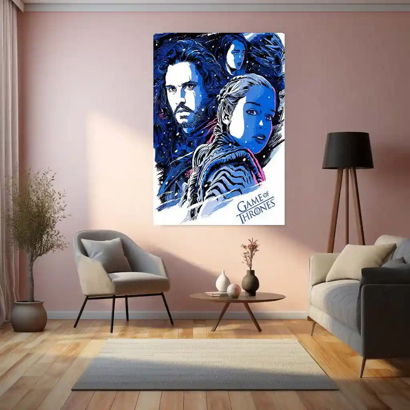 Game Metal Poster | Game of Thrones Heroes – Jon Snow & Daenerys Targaryen Metal Poster | Fantasy Wall Frame