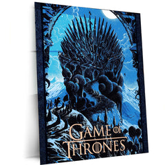 Game Metal Poster | Game of Thrones – Iron Throne Fantasy Artwork Metal Poster | Epic Medieval Wall Frame