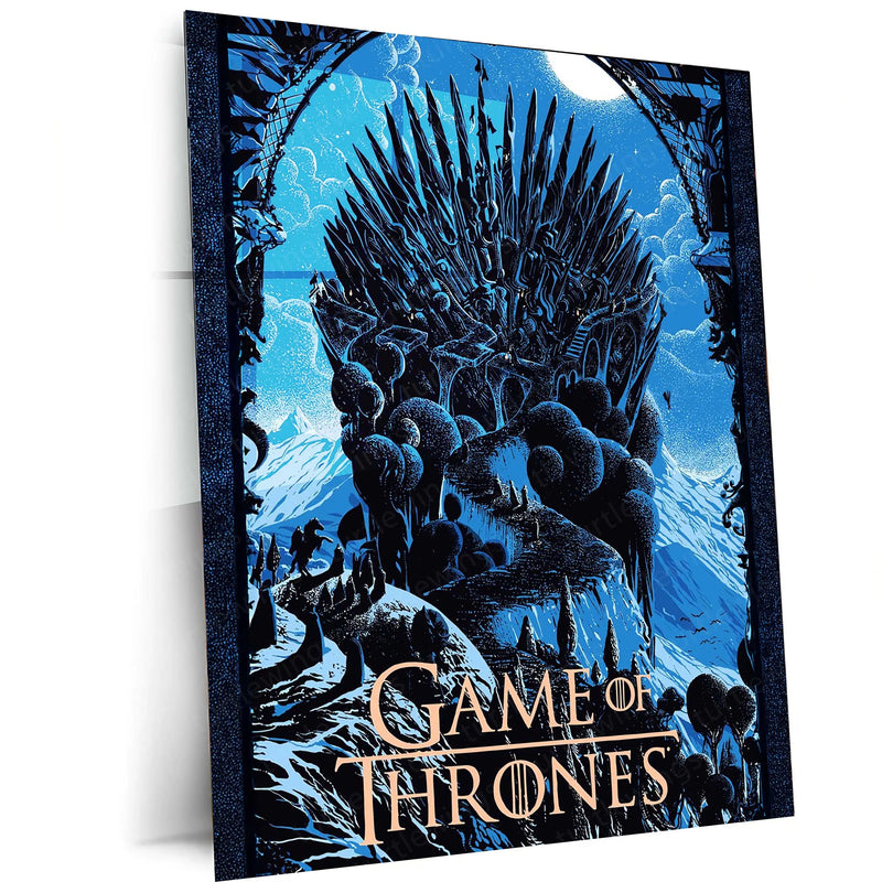 Game Metal Poster | Game of Thrones – Iron Throne Fantasy Artwork Metal Poster | Epic Medieval Wall Frame
