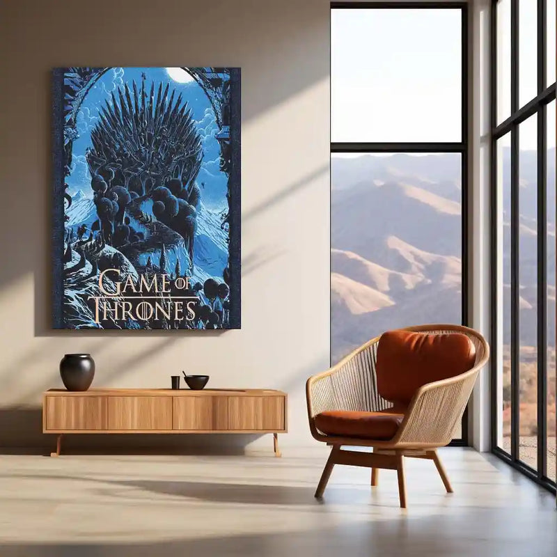 Game Metal Poster | Game of Thrones – Iron Throne Fantasy Artwork Metal Poster | Epic Medieval Wall Frame