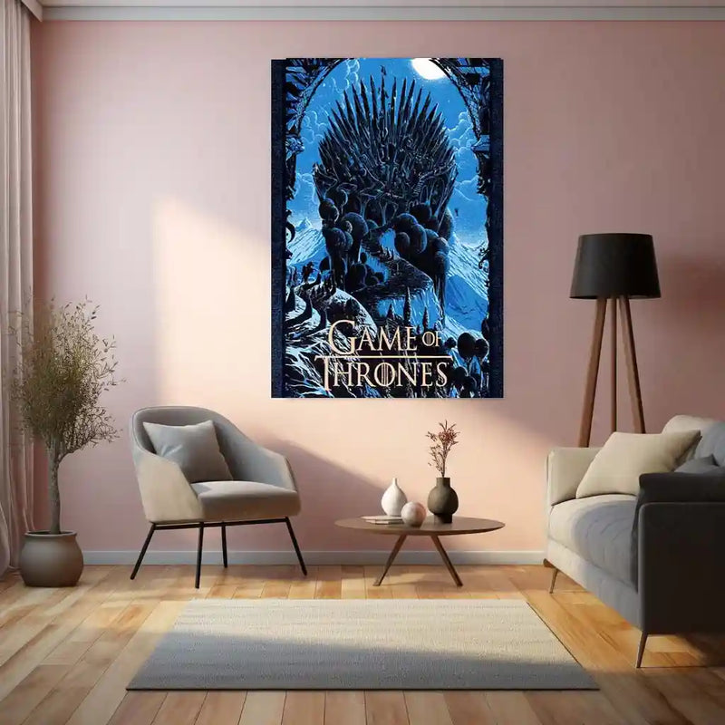 Game Metal Poster | Game of Thrones – Iron Throne Fantasy Artwork Metal Poster | Epic Medieval Wall Frame