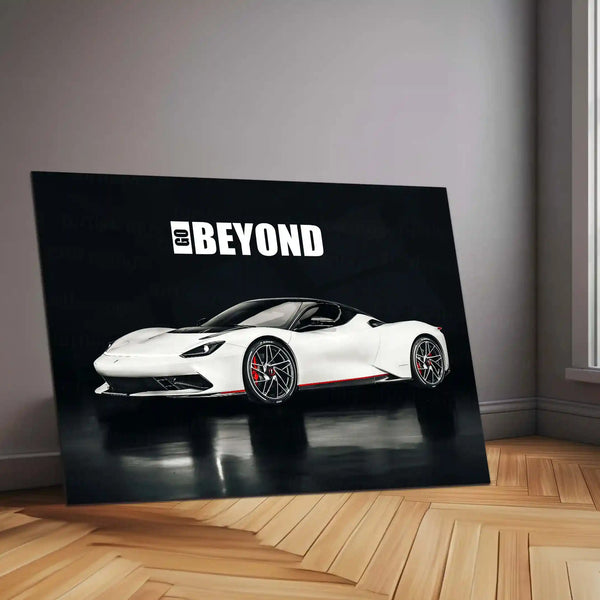 Go Beyond – Pininfarina Battista Metal Frame | Futuristic Hypercar Wall Art