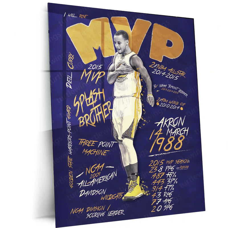 Golden State Greatness – Stephen Curry MVP Poster | Basketball Legend Metal Frame Wall Art