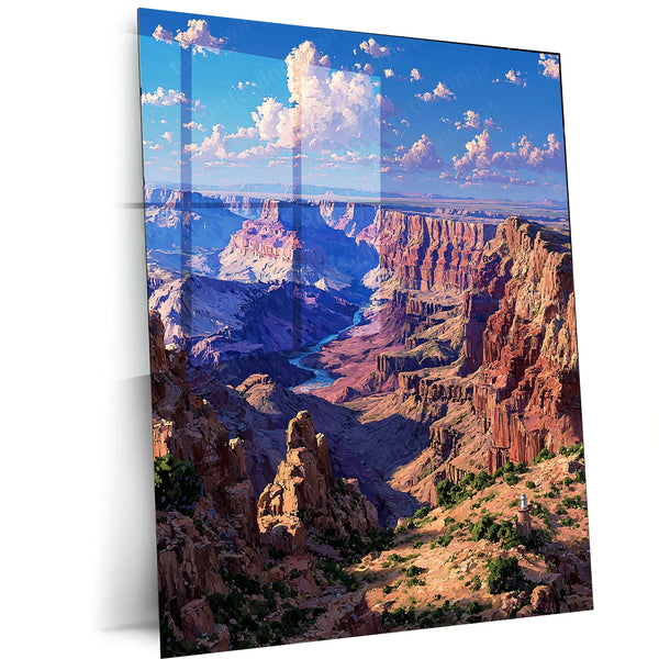 Grand Canyon Vista – Epic Scenic Digital Painting Metal Frame | Majestic Landscape Wall Art | Nature Photography-Inspired Decor