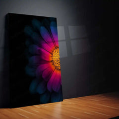 Half Bloom Neon Flower Metal Poster | Modern Floral Wall Frame