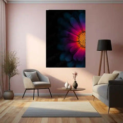 Half Bloom Neon Flower Metal Poster | Modern Floral Wall Frame