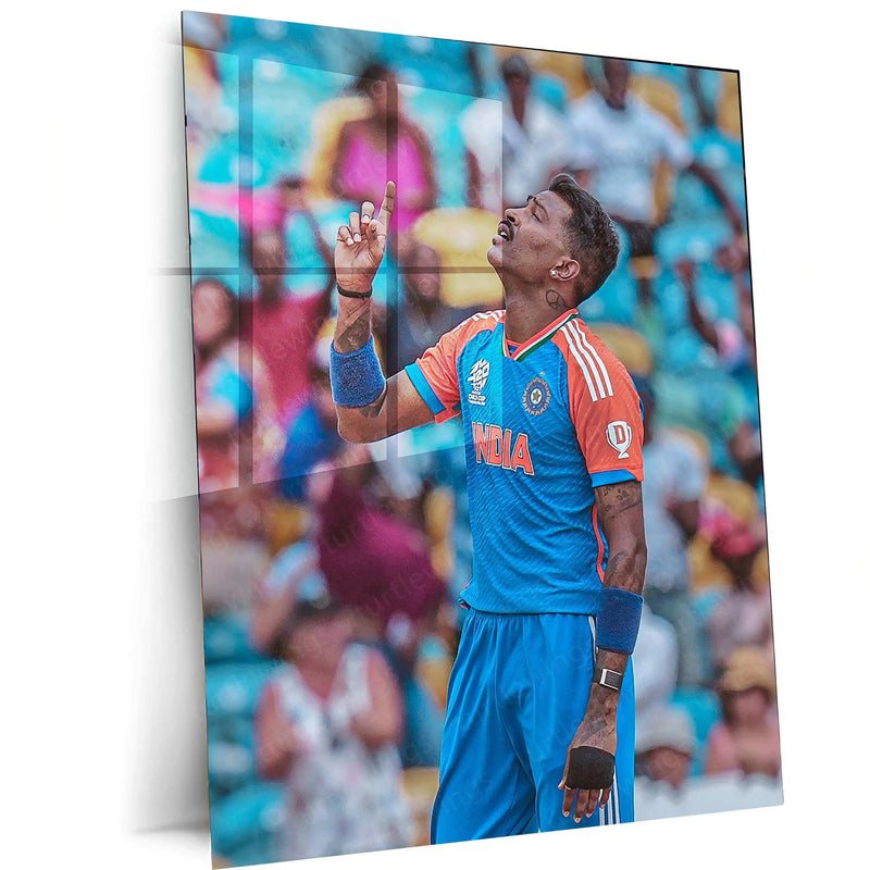 Hardik Pandya Metal Poster – Cricket Wall Art | Mumbai Indians | Team India - TURTLEWINGS