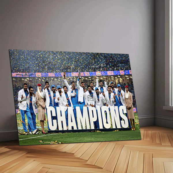 Indian Team โ Champions Trophy 2025 Winner Metal Poster ๐๐ฎ๐ณ 2 - TURTLEWINGS