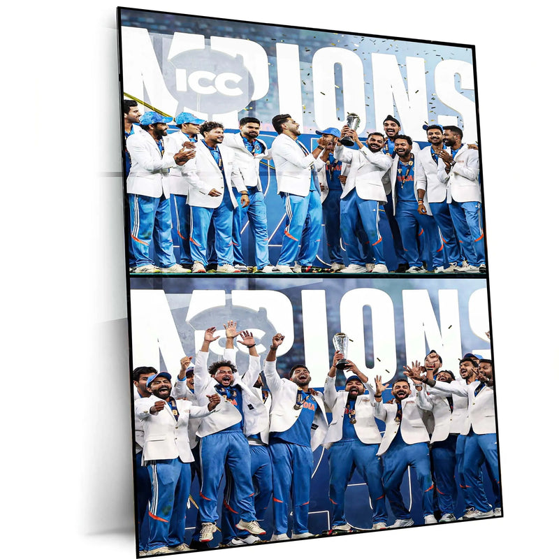 Indian Team โ Champions Trophy 2025 Winner Metal Poster ๐๐ฎ๐ณ 3 - TURTLEWINGS