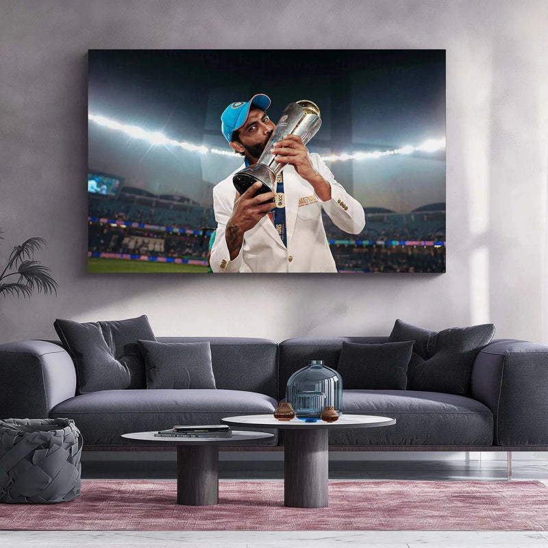 Ravindra Jadeja | Indian Team Champions Trophy 2025 Winner | Metal Poster (Copy) - TURTLEWINGS