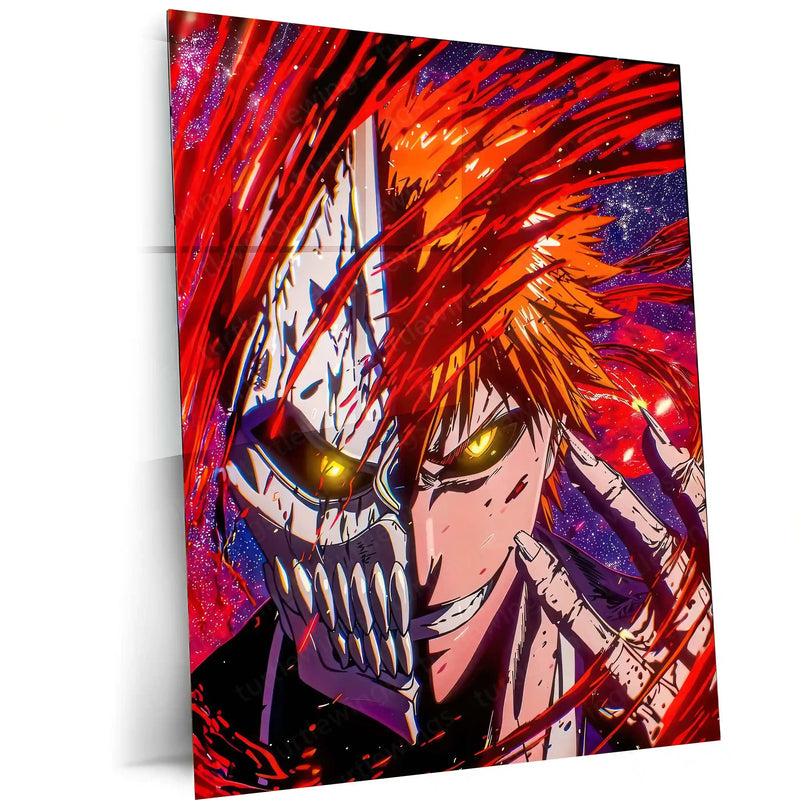 Anime metal poster | Ichigo Kurosaki – Hollow Form Unleashed Metal Poster | Bleach Anime Wall Frame