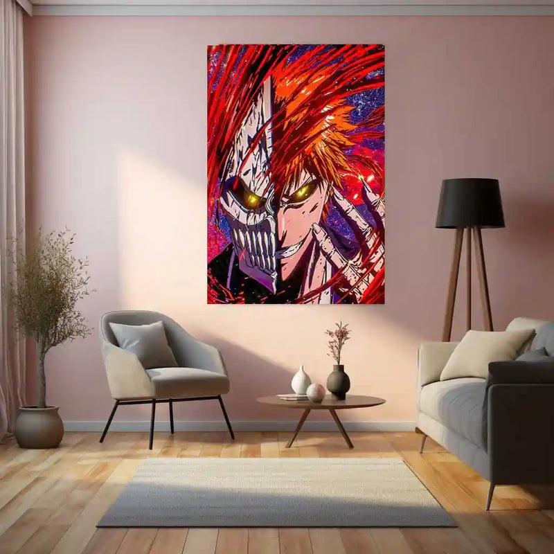 Anime metal poster | Ichigo Kurosaki – Hollow Form Unleashed Metal Poster | Bleach Anime Wall Frame