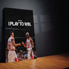 If I Play, I Play to Win – Michael Jordan & Scottie Pippen | Basketball Legends Metal Frame