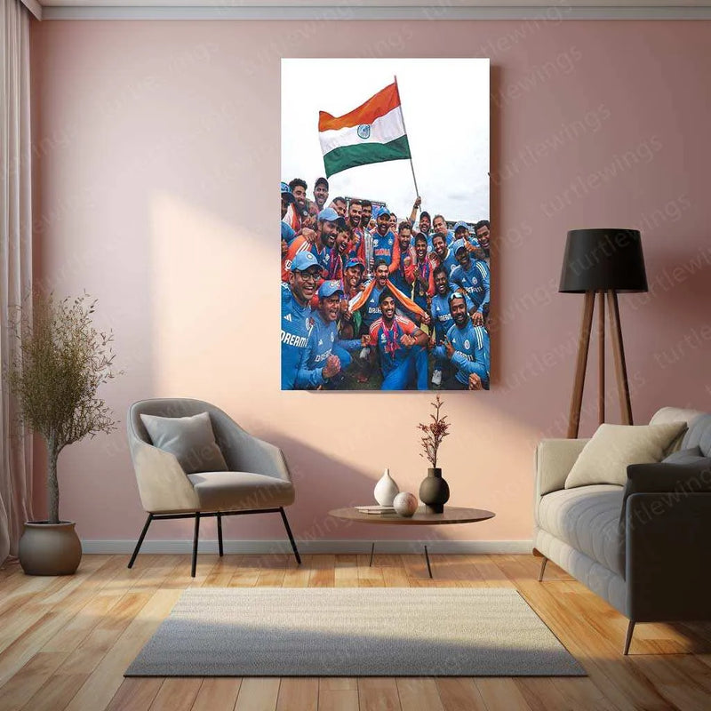 Indian Cricket Team Metal Poster – Champion Spirit Wall Art - TURTLEWINGS