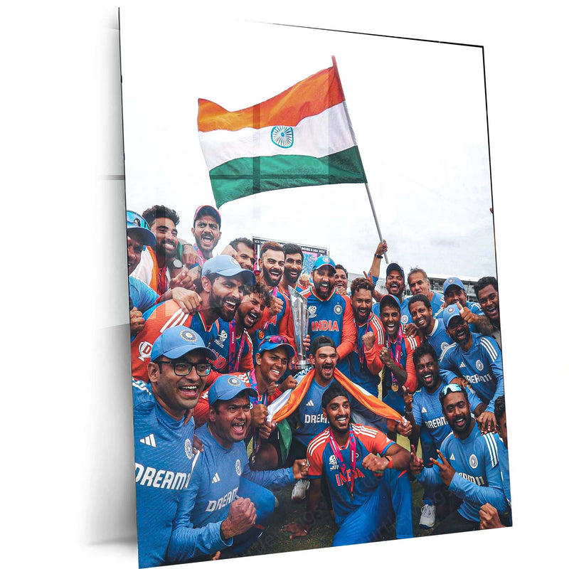 Indian Cricket Team Metal Poster – Champion Spirit Wall Art - TURTLEWINGS