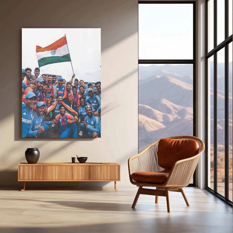 Indian Cricket Team Metal Poster – Champion Spirit Wall Art - TURTLEWINGS