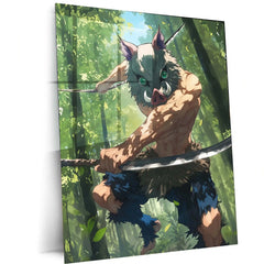 Inosuke Hashibira – Beast Breathing Rage Metal Poster | Demon Slayer Wall Frame