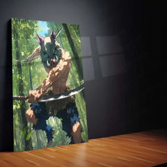 Inosuke Hashibira – Beast Breathing Rage Metal Poster | Demon Slayer Wall Frame