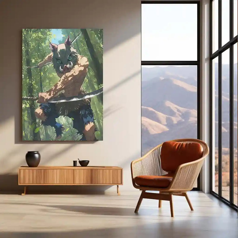 Inosuke Hashibira – Beast Breathing Rage Metal Poster | Demon Slayer Wall Frame