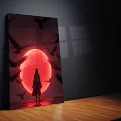 Anime Metal Poster | Itachi Uchiha – Red Moon Metal Poster | Naruto Akatsuki Wall Frame