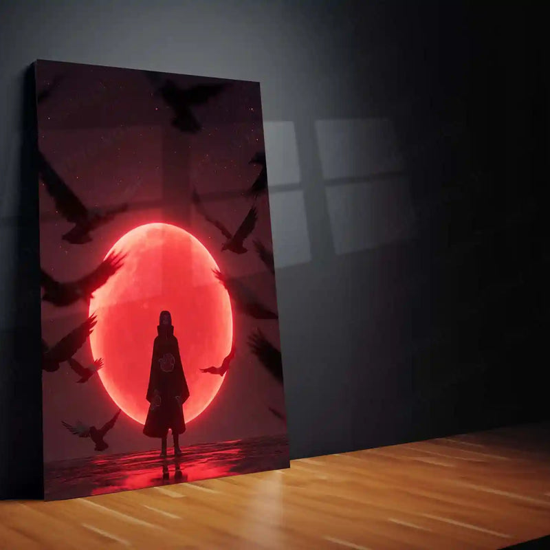 Anime Metal Poster | Itachi Uchiha – Red Moon Metal Poster | Naruto Akatsuki Wall Frame