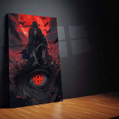 Anime metal poster | Itachi Uchiha – Moonlit Mangekyō Metal Poster | Naruto Anime Wall Frame