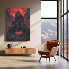Anime metal poster | Itachi Uchiha – Moonlit Mangekyō Metal Poster | Naruto Anime Wall Frame