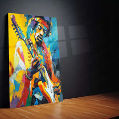 🎸 Jimi Hendrix Playing Guitar Metal Frame Poster | Psychedelic Rock Legend Wall Art - TURTLEWINGS