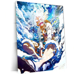 Anime metal poster | Joy of Freedom – Gear 5 Luffy Unleashed Metal Poster | One Piece Anime Wall Frame