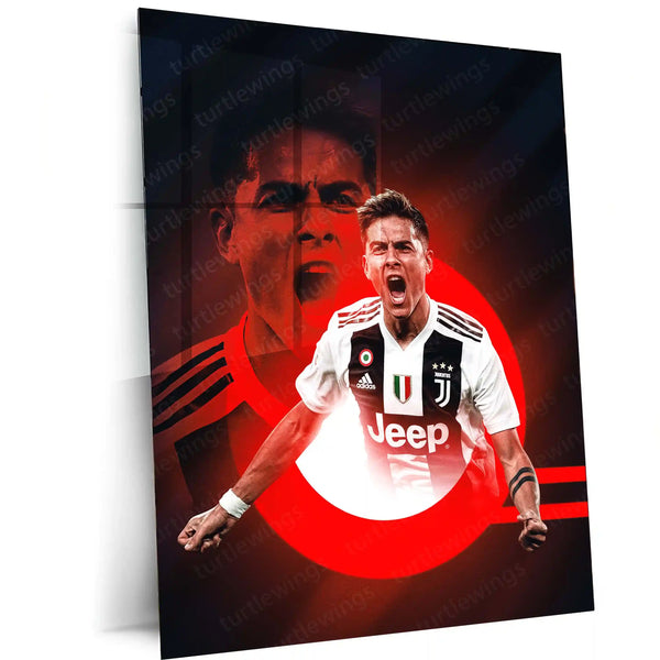 Juventus Player – Black & White Kit with Jeep & 3 Gold Stars – Metal Frame | Italian Football Wall Art - TURTLEWINGS