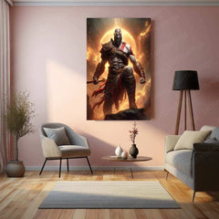 Kratos Metal Poster – God of War Wall Art | Epic Gaming Decor 3 - TURTLEWINGS