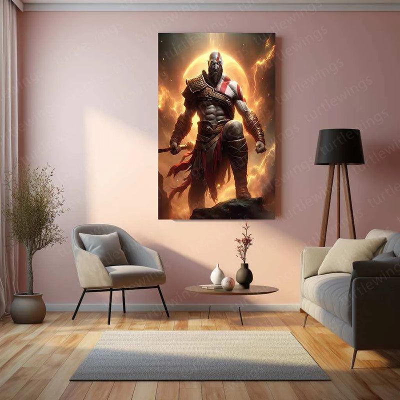 Kratos Metal Poster – God of War Wall Art | Epic Gaming Decor 3 - TURTLEWINGS