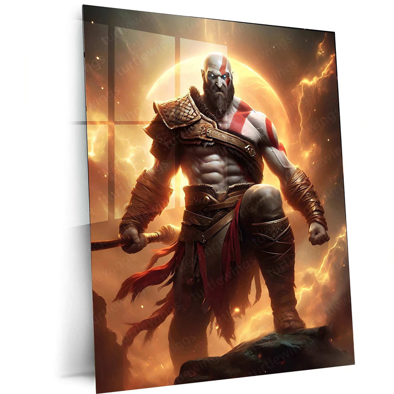 Kratos Metal Poster – God of War Wall Art | Epic Gaming Decor 3 - TURTLEWINGS