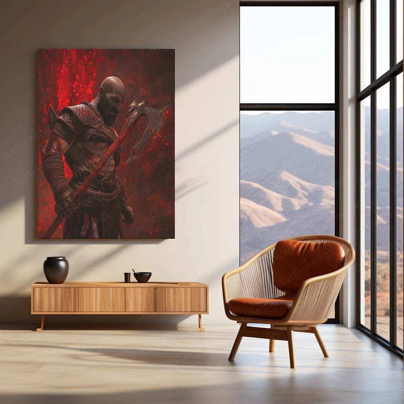 Kratos Metal Poster – God of War Wall Art | Epic Gaming Decor 4 - TURTLEWINGS