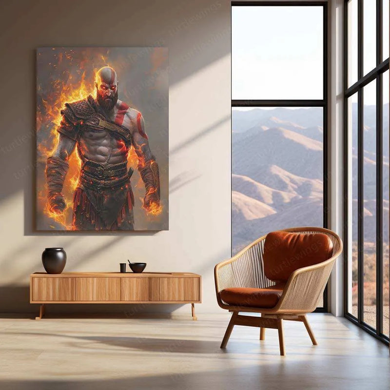 Kratos Metal Poster – God of War Wall Art | Epic Gaming Decor 5 - TURTLEWINGS
