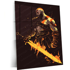 Kratos Metal Poster | God of War Portrait | Spartan Rage Wall Art 1 - TURTLEWINGS