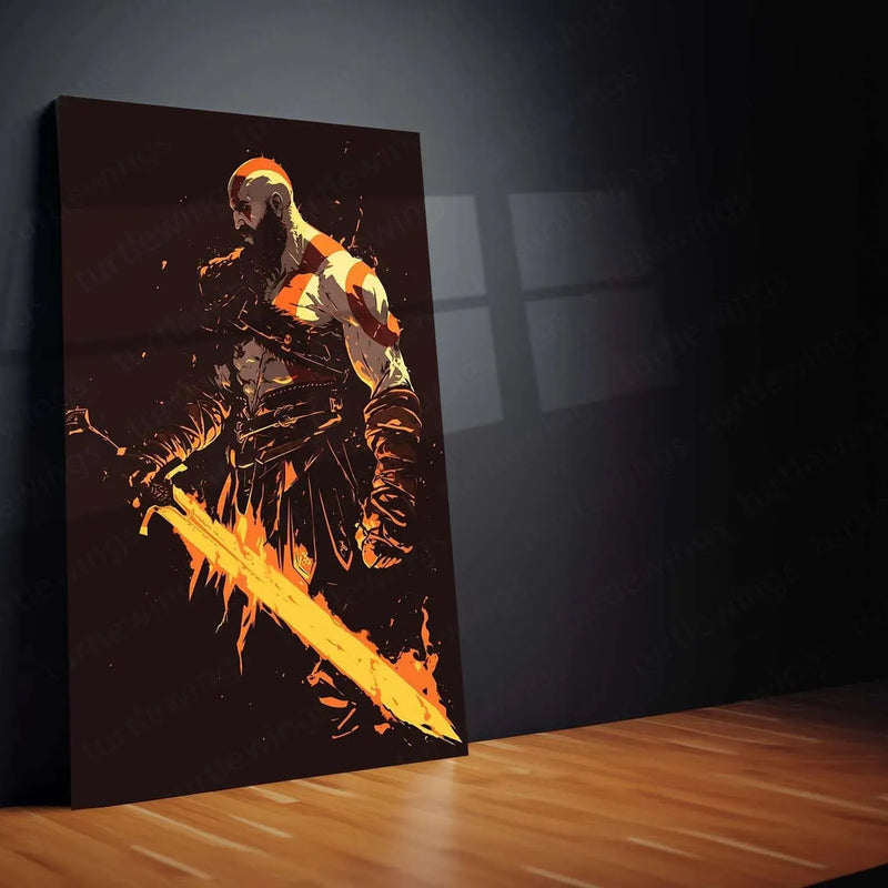 Kratos Metal Poster | God of War Portrait | Spartan Rage Wall Art 1 - TURTLEWINGS