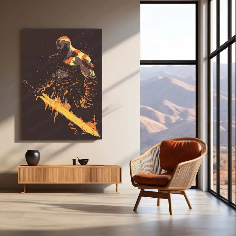 Kratos Metal Poster | God of War Portrait | Spartan Rage Wall Art 1 - TURTLEWINGS