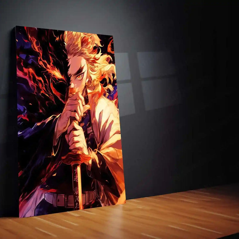 Kyojuro Rengoku – Flame Hashira Metal Poster | Demon Slayer Anime Wall Frame