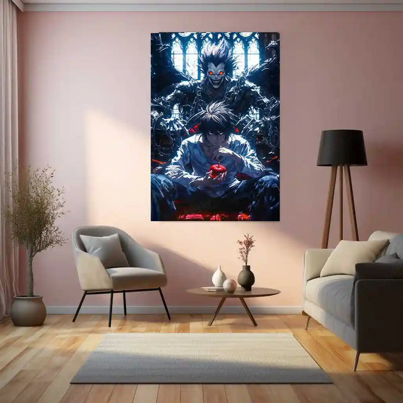 Anime metal poster | L & Ryuk – Death Note Metal Poster | Dark Anime Wall Frame