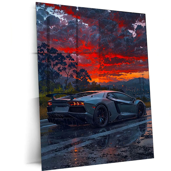 Car Metal poster | Lamborghini Black Metal Poster | Luxury Supercar Wall Art - TURTLEWINGS