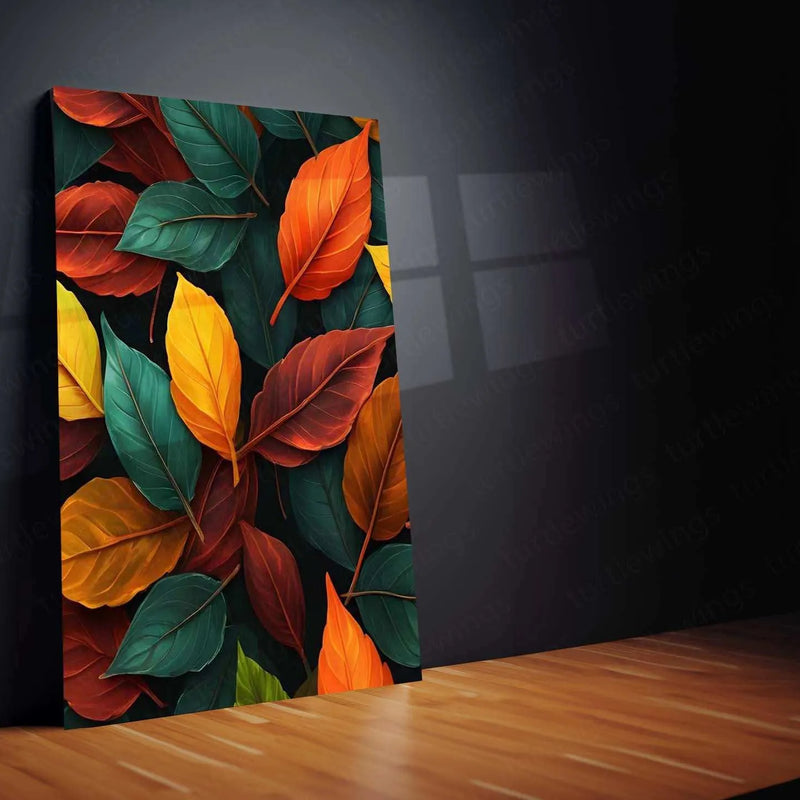 Leaves Abstract Metal Poster – Modern Botanical Wall Art | Nature-Inspired Minimalist Decor - TURTLEWINGS