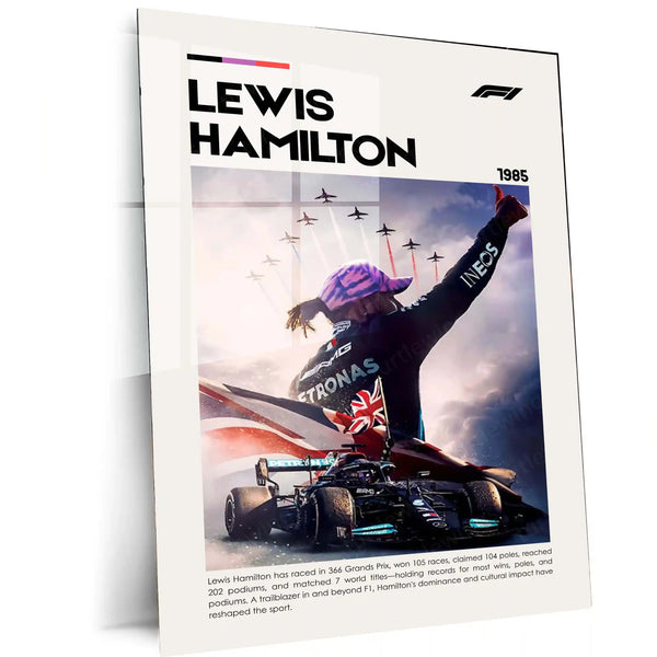 Lewis Hamilton Metal Frame | 7-Time Formula 1 World Champion Wall Art - TURTLEWINGS