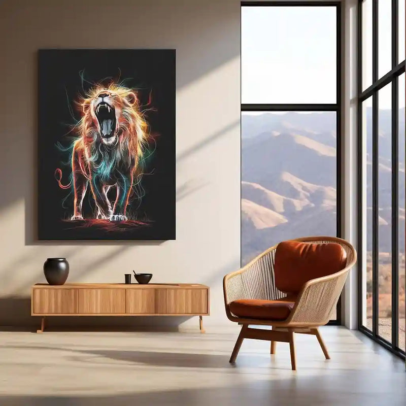 Majestic Lion Art Metal Frame | Regal Wildlife Wall Decor | Premium Metal Poster - TURTLEWINGS