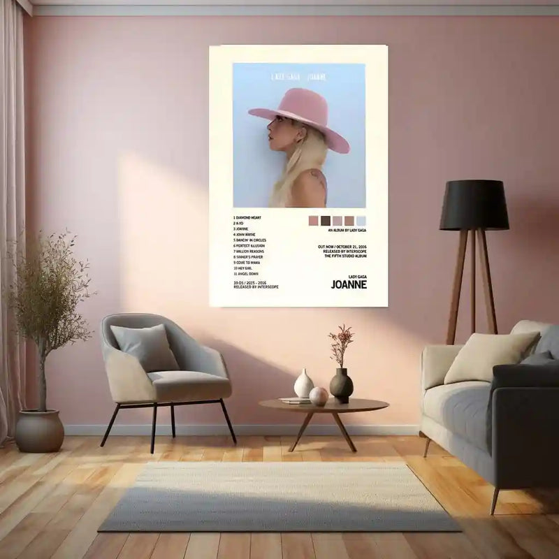 Lady Gaga – Joanne Minimalist Album Metal Poster | Music Wall Frame