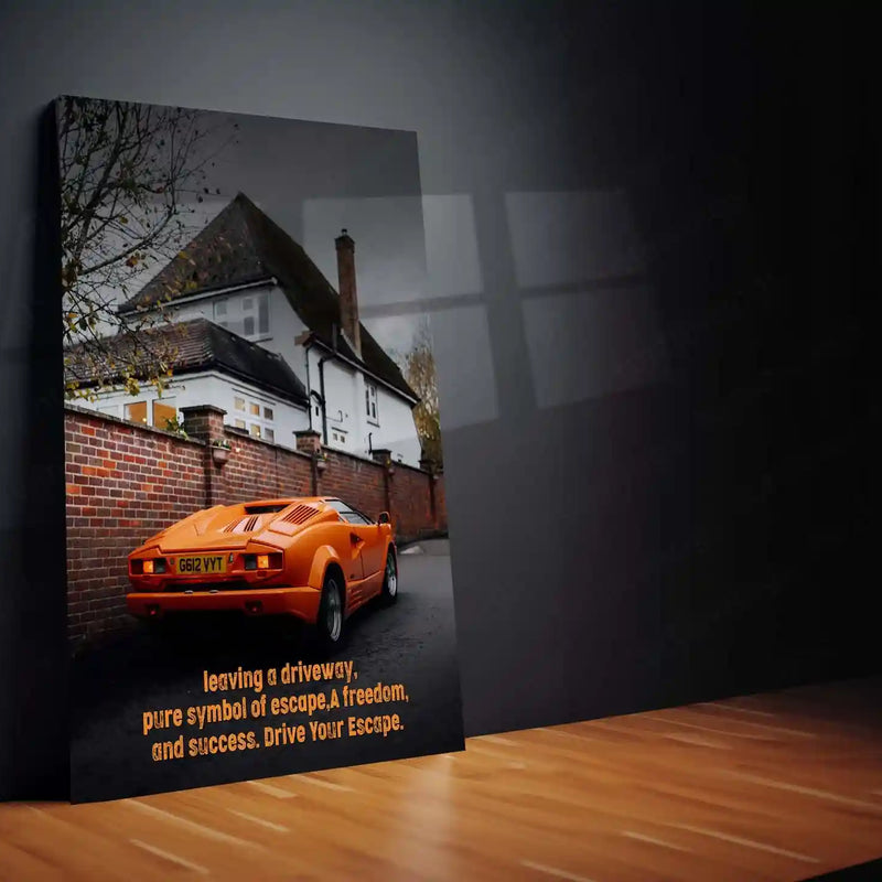Cars Metal Poster | Lamborghini Countach – Escape, Freedom & Success Metal Poster | Supercar Wall Frame